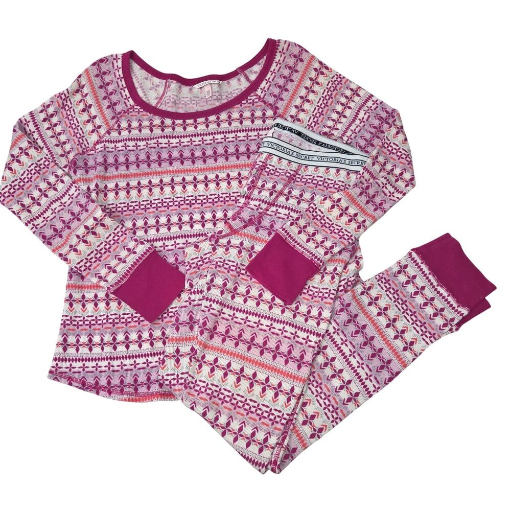 Victoria's Secret SP Fireside Long Jane Thermal Pajama Set Pink, Orange Purple